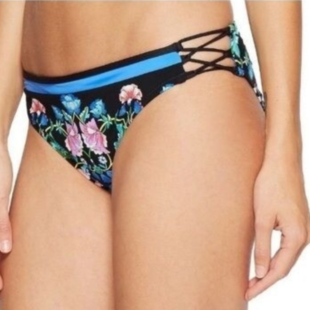 Nanette Lepore Black and Blue Strappy Bikini XS‎